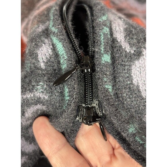 Ivko Wool Cardigan Jacket Grey Floral XXL Zip Front Long Sleeve Embroidered - Picture 7 of 16